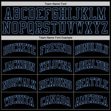 Load image into Gallery viewer, Custom Black Black-Light Blue Authentic Throwback Basketball Jersey