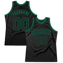 Load image into Gallery viewer, Custom Black Black-Kelly Green Authentic Throwback Basketball Jersey
