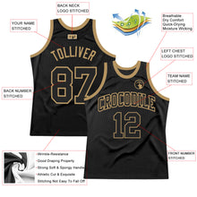 Load image into Gallery viewer, Custom Black Black-Old Gold Authentic Throwback Basketball Jersey