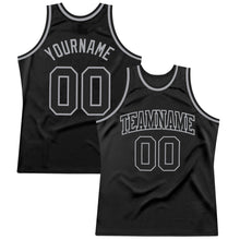 Load image into Gallery viewer, Custom Black Black-Gray Authentic Throwback Basketball Jersey