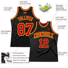 Load image into Gallery viewer, Custom Black Red-Gold Authentic Throwback Basketball Jersey