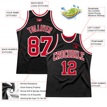 Load image into Gallery viewer, Custom Black Red-White Authentic Throwback Basketball Jersey