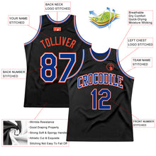 Load image into Gallery viewer, Custom Black Royal-Orange Authentic Throwback Basketball Jersey