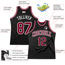 Load image into Gallery viewer, Custom Black Maroon-White Authentic Throwback Basketball Jersey