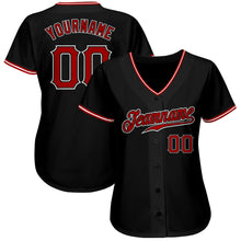 Load image into Gallery viewer, Custom Black Red-White Authentic Baseball Jersey