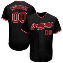 Load image into Gallery viewer, Custom Black Red-White Authentic Baseball Jersey