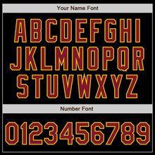 Load image into Gallery viewer, Custom Black Crimson-Gold Authentic Baseball Jersey