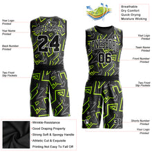 Load image into Gallery viewer, Custom Black Black-Neon Green Round Neck Sublimation Basketball Suit Jersey