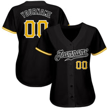 Load image into Gallery viewer, Custom Black Gold-White Authentic Baseball Jersey