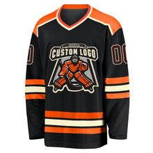 Load image into Gallery viewer, Custom Black Black Orange-Cream Hockey Jersey