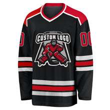 Load image into Gallery viewer, Custom Black Red-White Hockey Jersey