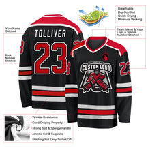 Load image into Gallery viewer, Custom Black Red-White Hockey Jersey