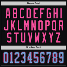 Load image into Gallery viewer, Custom Black Light Blue-Pink Hockey Jersey