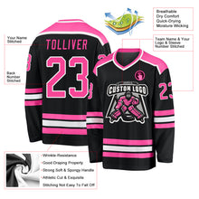 Load image into Gallery viewer, Custom Black Pink-White Hockey Jersey