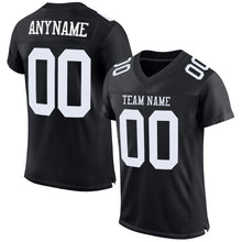 Load image into Gallery viewer, Custom Black White Mesh Authentic Football Jersey