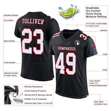 Load image into Gallery viewer, Custom Black White-Red Mesh Authentic Football Jersey