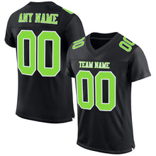 Load image into Gallery viewer, Custom Black Neon Green-White Mesh Authentic Football Jersey