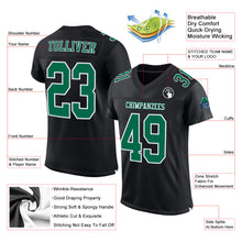 Load image into Gallery viewer, Custom Black Kelly Green-White Mesh Authentic Football Jersey