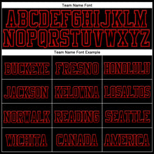 Load image into Gallery viewer, Custom Black Black-Red Stitched Cuffed Knit Hat