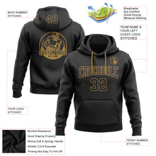 Load image into Gallery viewer, Custom Stitched Black Black-Old Gold Football Pullover Sweatshirt Hoodie