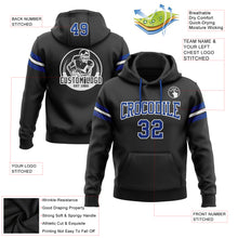 Load image into Gallery viewer, Custom Stitched Black Royal-White Football Pullover Sweatshirt Hoodie