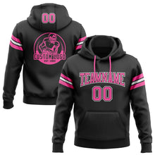 Load image into Gallery viewer, Custom Stitched Black Pink-White Football Pullover Sweatshirt Hoodie