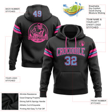 Load image into Gallery viewer, Custom Stitched Black Light Blue-Pink Football Pullover Sweatshirt Hoodie
