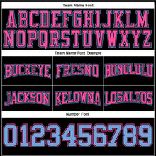Load image into Gallery viewer, Custom Stitched Black Light Blue-Pink Football Pullover Sweatshirt Hoodie