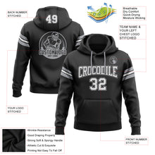 Load image into Gallery viewer, Custom Stitched Black White-Gray Football Pullover Sweatshirt Hoodie