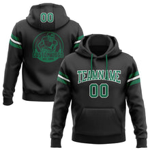Load image into Gallery viewer, Custom Stitched Black Kelly Green-White Football Pullover Sweatshirt Hoodie