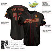Load image into Gallery viewer, Custom Black Old Gold Pinstripe Crimson-Old Gold Authentic Baseball Jersey