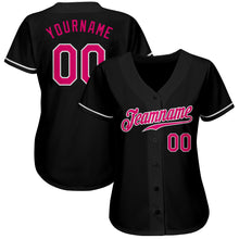 Load image into Gallery viewer, Custom Black Hot Pink-White Authentic Baseball Jersey