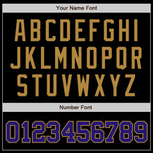 Load image into Gallery viewer, Custom Black Dark Purple-Old Gold Authentic Baseball Jersey