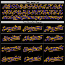Load image into Gallery viewer, Custom Black Dark Purple-Gold Authentic Baseball Jersey