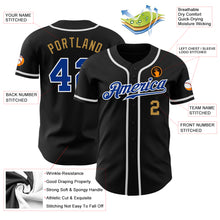 Load image into Gallery viewer, Custom Black Royal-Old Gold Authentic Baseball Jersey