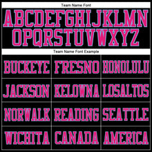 Load image into Gallery viewer, Custom Black Hot Pink-Light Blue Mesh Authentic Football Jersey