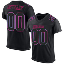 Load image into Gallery viewer, Custom Black Black Powder Blue-Hot Pink Mesh Authentic Football Jersey