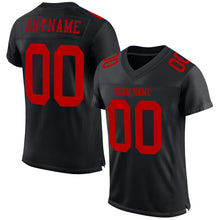 Load image into Gallery viewer, Custom Black Red Mesh Authentic Football Jersey