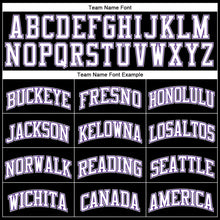 Load image into Gallery viewer, Custom Black White Purple-Gray Authentic Throwback Basketball Jersey