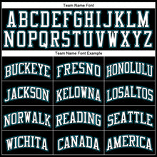 Load image into Gallery viewer, Custom Black White-Teal Authentic Throwback Basketball Jersey