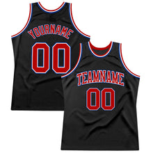 Load image into Gallery viewer, Custom Black Red-Royal Authentic Throwback Basketball Jersey