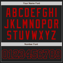 Load image into Gallery viewer, Custom Black Black-Red Authentic Baseball Jersey