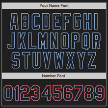 Load image into Gallery viewer, Custom Black Black Light Blue-Red Authentic Baseball Jersey