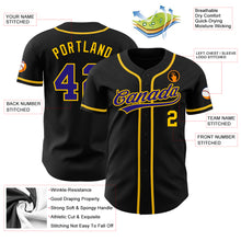 Load image into Gallery viewer, Custom Black Dark Purple-Gold Authentic Baseball Jersey