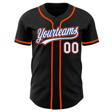 Load image into Gallery viewer, Custom Black White Royal-Orange Authentic Baseball Jersey
