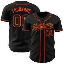 Load image into Gallery viewer, Custom Black Black-Orange Authentic Baseball Jersey