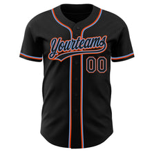 Load image into Gallery viewer, Custom Black Black Powder Blue-Orange Authentic Baseball Jersey