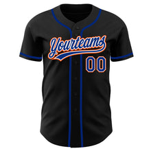 Load image into Gallery viewer, Custom Black Royal-Orange Authentic Baseball Jersey