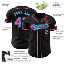 Load image into Gallery viewer, Custom Black Pink-Sky Blue Authentic Baseball Jersey