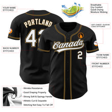 Load image into Gallery viewer, Custom Black White-Old Gold Authentic Baseball Jersey